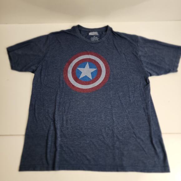 Marvel Superhero Captain America Shield Blue Short Sleeve T-Shirt Men's Size XL - Picture 1 of 4